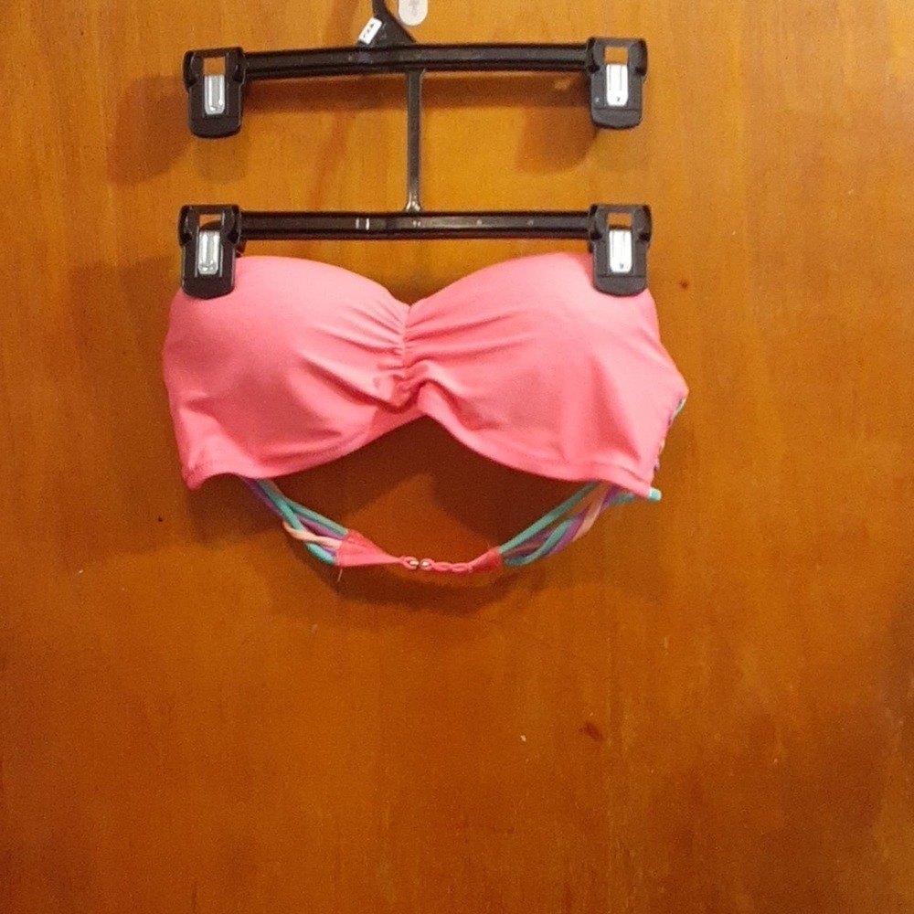 Women's Strapless Bra Peach Orange With Multi Color Straps Size 36C